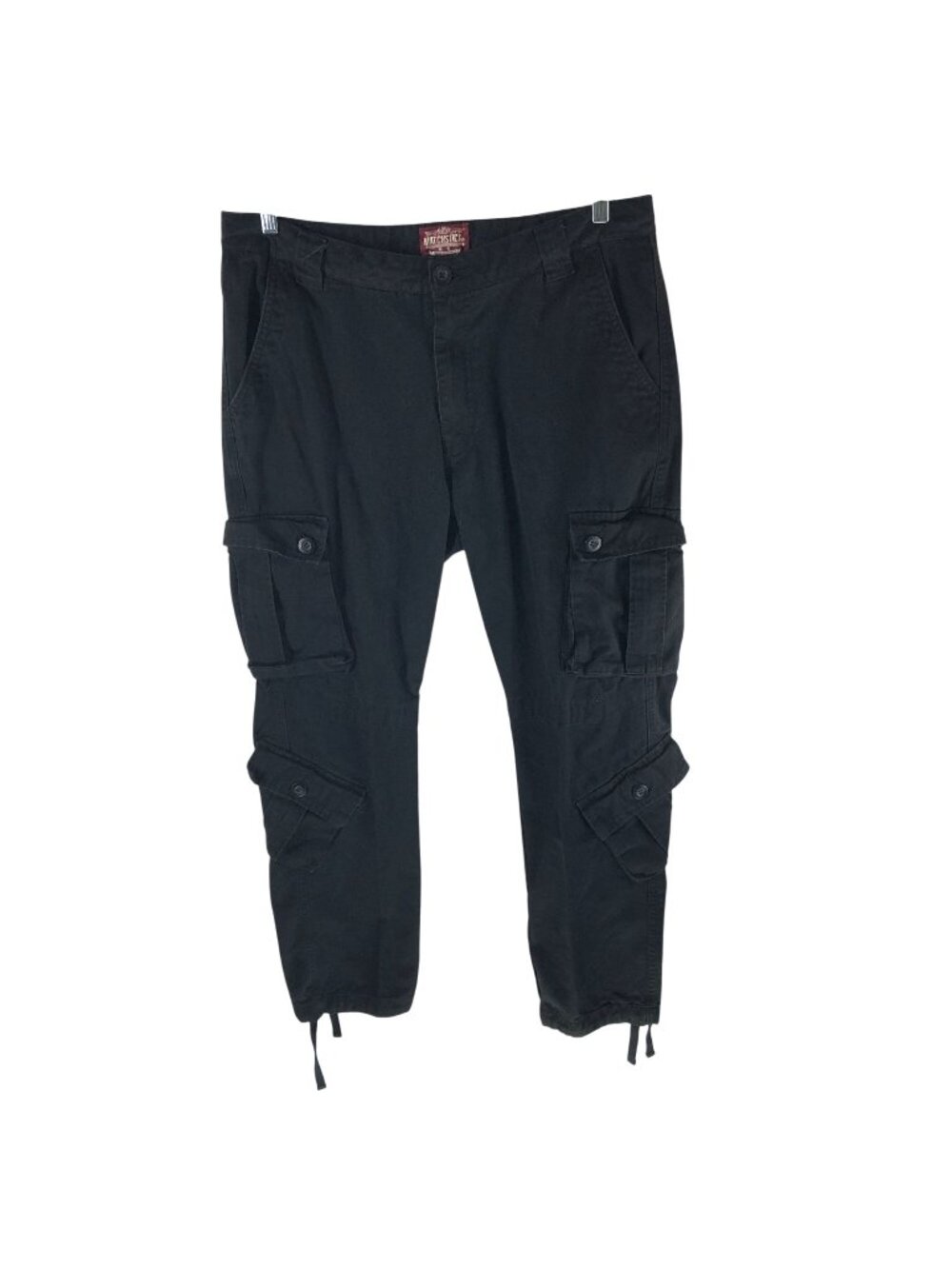 Matchstick Mens Cargo Pants Cotton Blend Tie Ankle Black Size 38